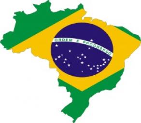 Bandiera Brasile su mappa Brasile